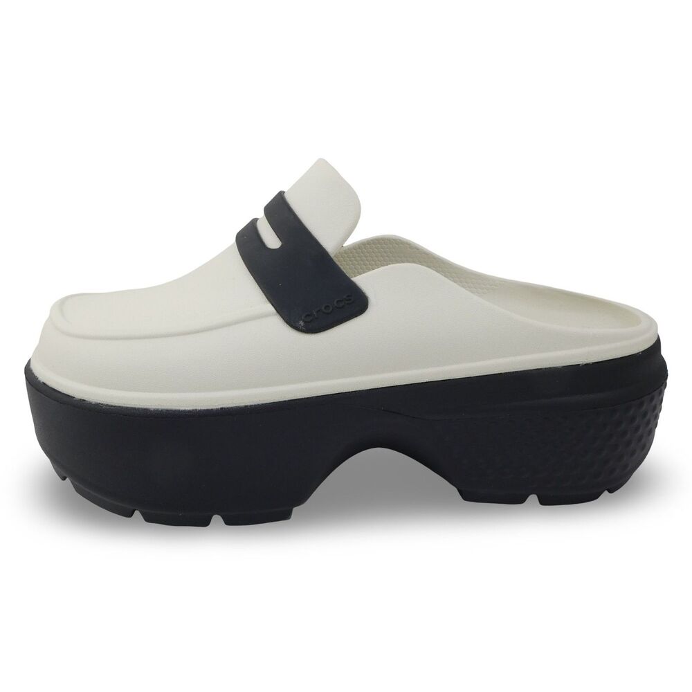 Crocs Stomp Women's US 8 Loafer Linen Black Unisex Slip On Platform Shoes NWOB